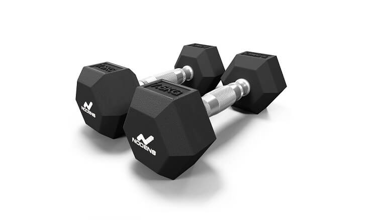 Nodens Rubber Coated Professional Exercise Hex Dumbbells